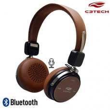 Headphone sem Fio Bluetooth/Aux Ajustável com Microfone PH-B600BW C3 Tech - Marrom